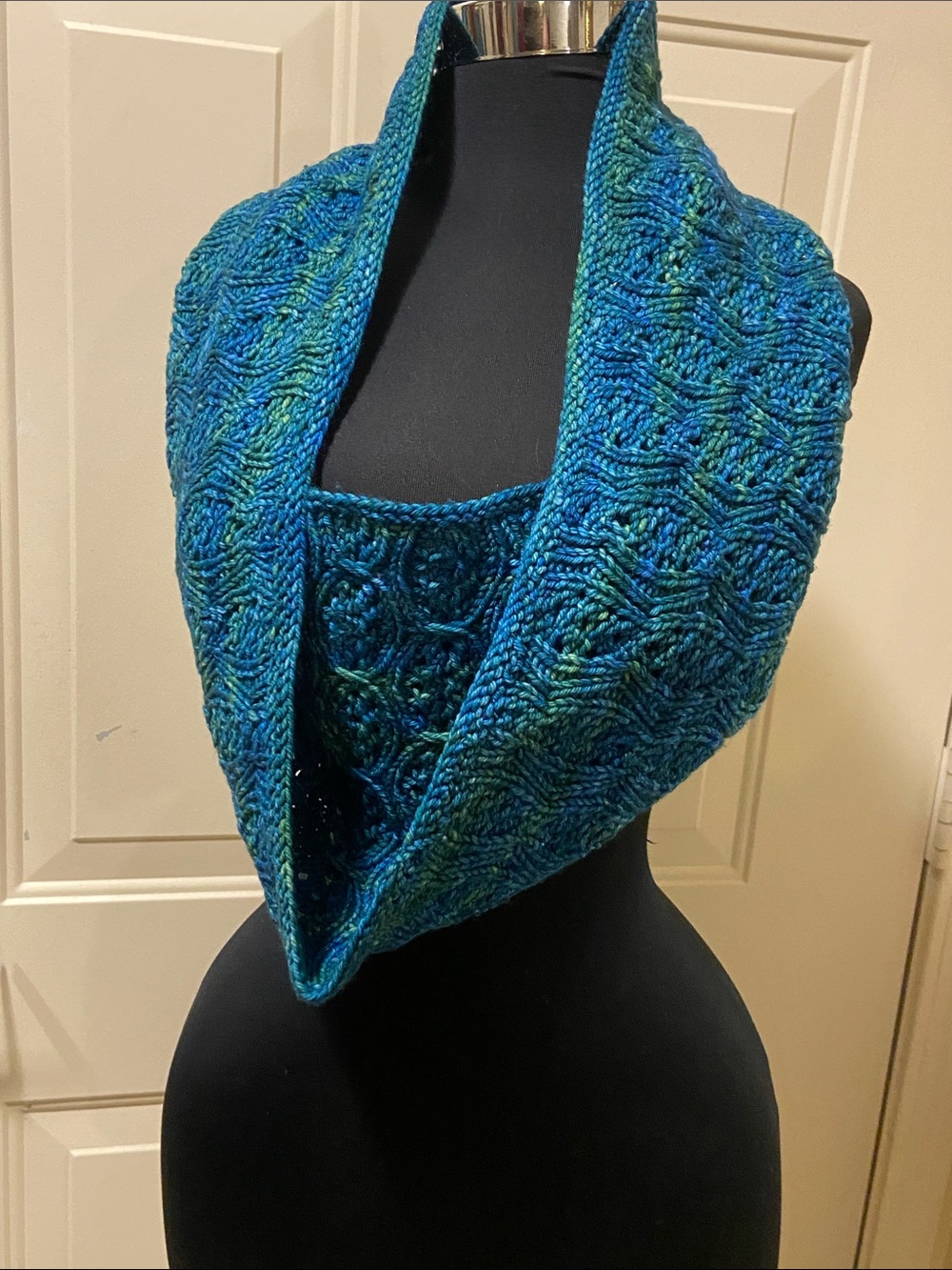 Handknit Teal Cable Infinity Scarf - Women's Accessories
